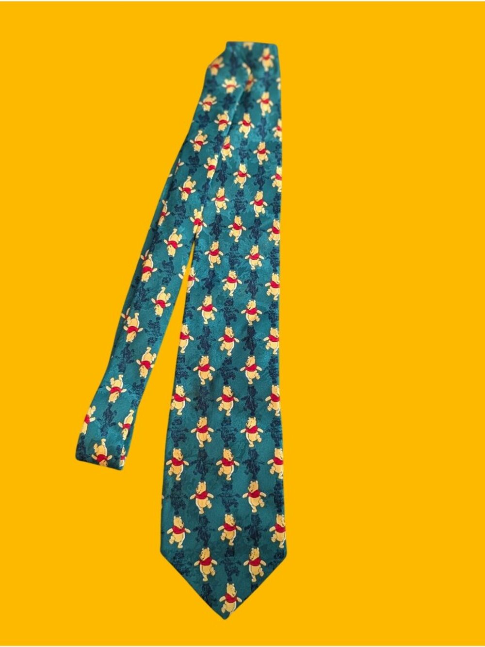 Disney Store Winnie The Pooh Green Silk Tie Made In Italy With Playful Print For